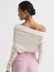 Reiss Cream Gracey Off Shoulder Wool Top - Image 2 of 6