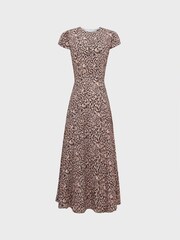Reiss Brown Livia Cut Out Back Midi Dress - Image 2 of 7
