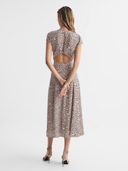 Reiss Brown Livia Cut Out Back Midi Dress - Image 5 of 7