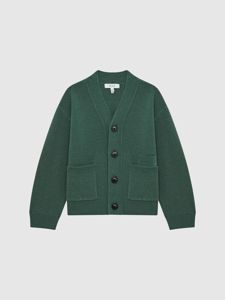 Reiss Pine Green Chile Junior Wool Blend Cardigan - Image 2 of 7