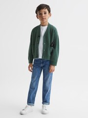 Reiss Pine Green Chile Junior Wool Blend Cardigan - Image 3 of 7