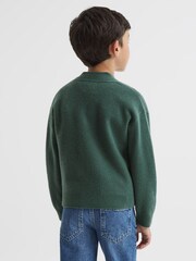Reiss Pine Green Chile Junior Wool Blend Cardigan - Image 5 of 7