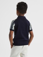 Reiss Navy Redbourne Senior Half-Zip Knitted Polo Shirt - Image 5 of 6