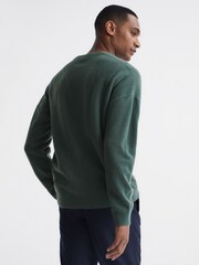 Reiss Pine Green Spires Merino V-Neck Relaxed Jumper - Image 5 of 7