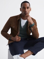 Reiss Pine Green Spires Merino V-Neck Relaxed Jumper - Image 7 of 7