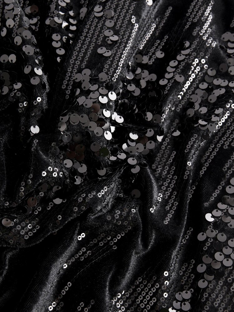 Black Sequin Velvet Mini Skirt - Image 6 of 6