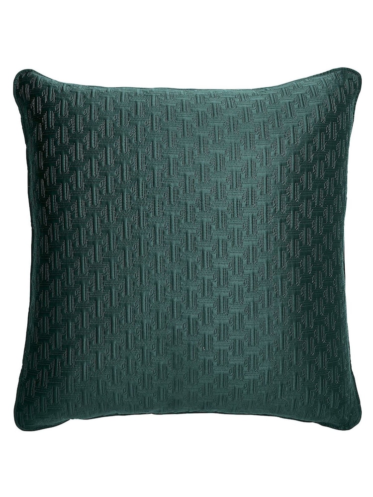 Ted Baker Green T Quilted Polysatin Sham Pillowcase - Image 2 of 3
