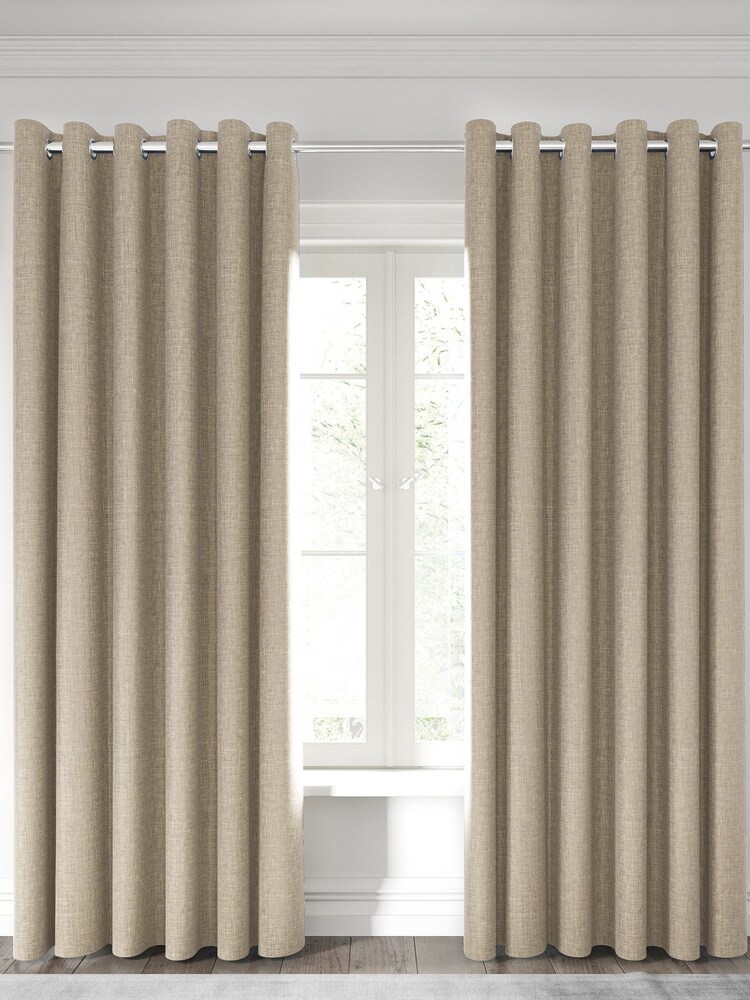 Nalu Nicole Scherzinger Natural Kalo Textured Fully Lined Eyelet Curtains - Image 1 of 4