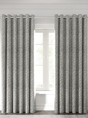 Nalu Nicole Scherzinger Silver Hana Textured Fully Lined Eyelet Curtains - Image 1 of 4
