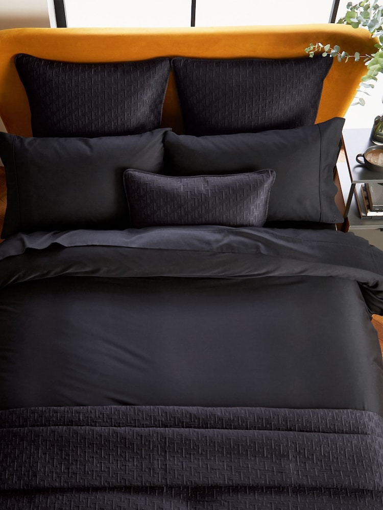 Ted Baker Black Silky Smooth Plain Dye 250 Thread Count 100% Cotton Fitted Sheet - Image 3 of 3 Ted Baker Black Silky Smooth Plain Dye 250 Thread Count 100% Cotton Fitted Sheet - Image 3 of 3