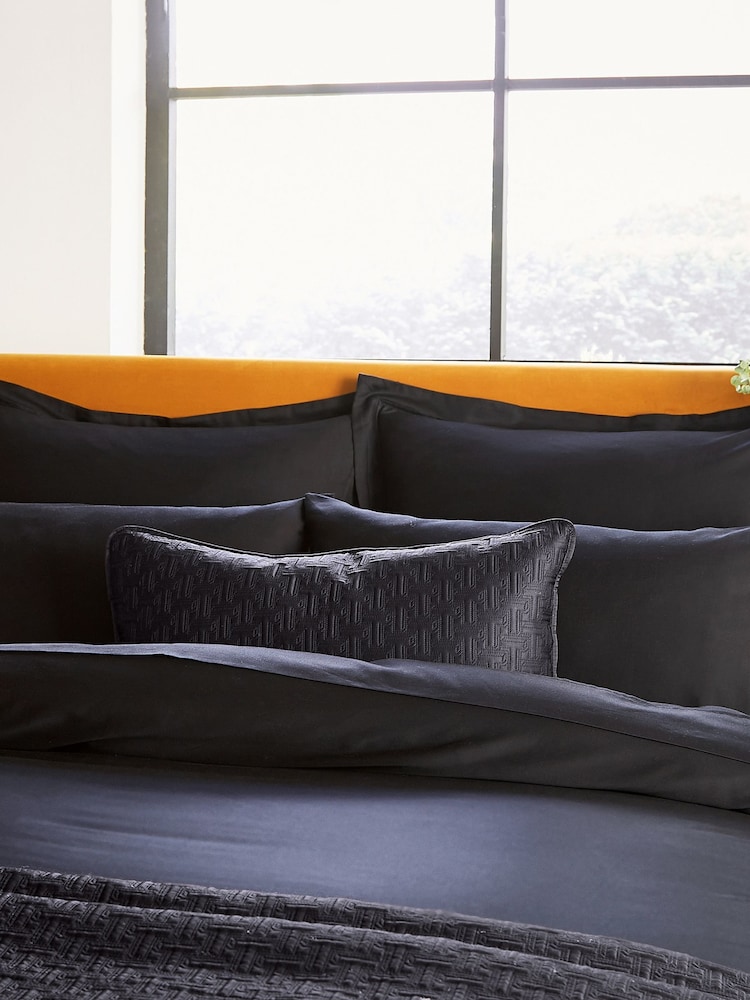 Ted Baker Black Silky Smooth Plain Dye 250 Thread Count 100% Cotton Pillowcase - Image 1 of 2
