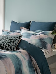 Harlequin Blue Oscillation 200 Thread Count Cotton Sateen Oxford Pillowcase - Image 1 of 4