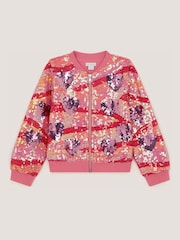 Monsoon Pink Sequin Heart Bomber Jacket - Image 1 of 2
