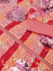 Monsoon Pink Sequin Heart Bomber Jacket - Image 2 of 2