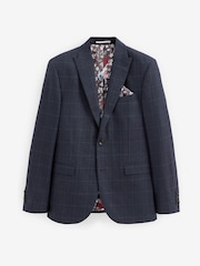 Blue Slim Fit Signature Empire Mills 100% Wool Check Suit Jacket - Image 1 of 5