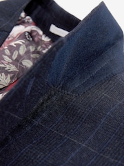 Blue Slim Fit Signature Empire Mills 100% Wool Check Suit Jacket - Image 4 of 5