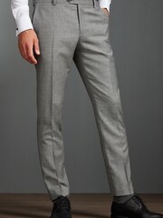 Grau - Signature Empire Mills Anzug aus 100 % Wolle in Slim Fit mit Hahnentrittmuster: Hose - Bild 1 von 9