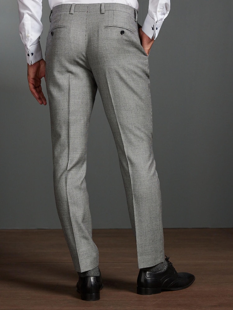 Grau - Signature Empire Mills Anzug aus 100 % Wolle in Slim Fit mit Hahnentrittmuster: Hose - Bild 2 von 9