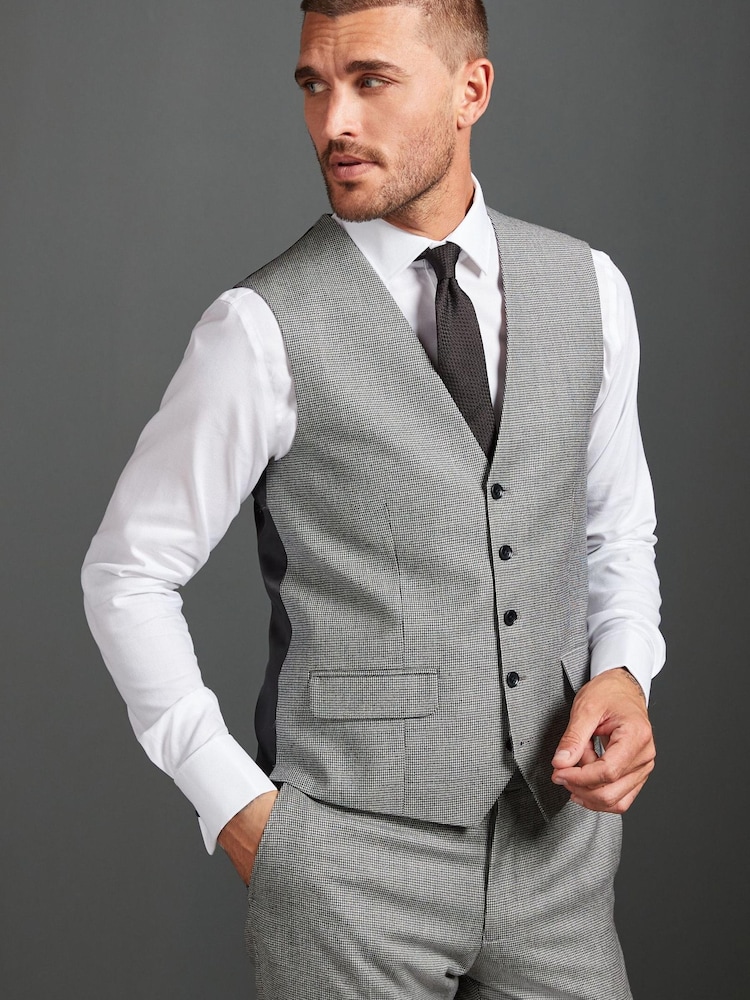 Grey Signature Empire Mills 100% Wool Puppytooth Suit: Waistcoat - Image 1 of 10 Grey Signature Empire Mills 100% Wool Puppytooth Suit: Waistcoat - Image 1 of 10
