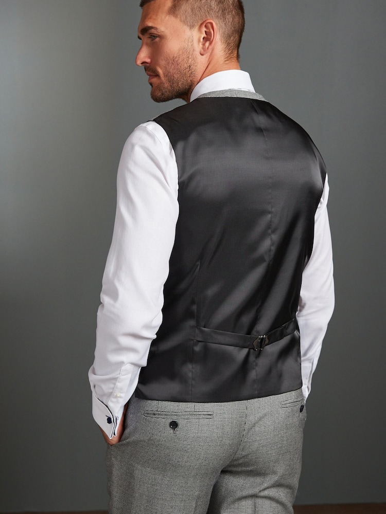 Gris - costume Signature Empire Mills 100 % laine avec pied-de-poule : gilet - Image 3 of 10