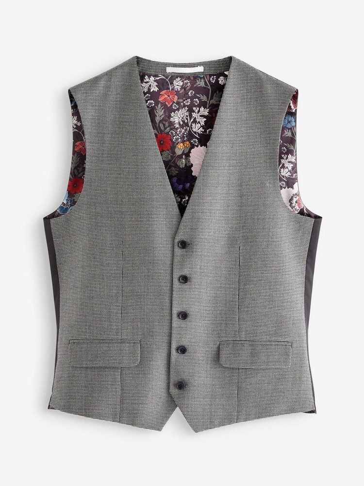 Gris - costume Signature Empire Mills 100 % laine avec pied-de-poule : gilet - Image 6 of 10