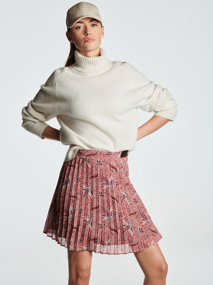 Pink Paisley Mini Chiffon Skirt - Image 1 of 7