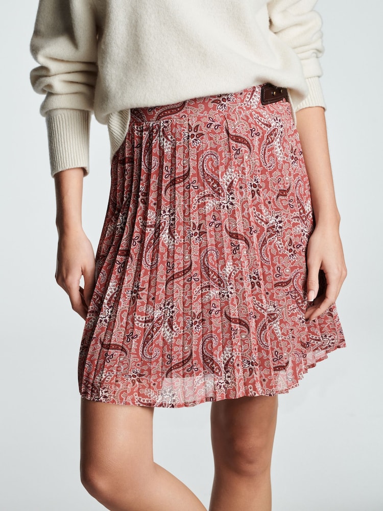 Pink Paisley Mini Chiffon Skirt - Image 4 of 7