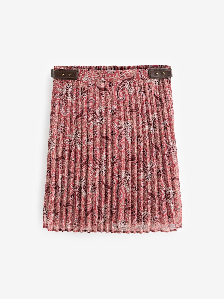 Pink Paisley Mini Chiffon Skirt - Image 6 of 7