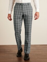 Light Grey Slim Fit Check Suit: Trousers - Image 1 of 8