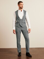 Light Grey Slim Fit Check Suit: Trousers - Image 2 of 8