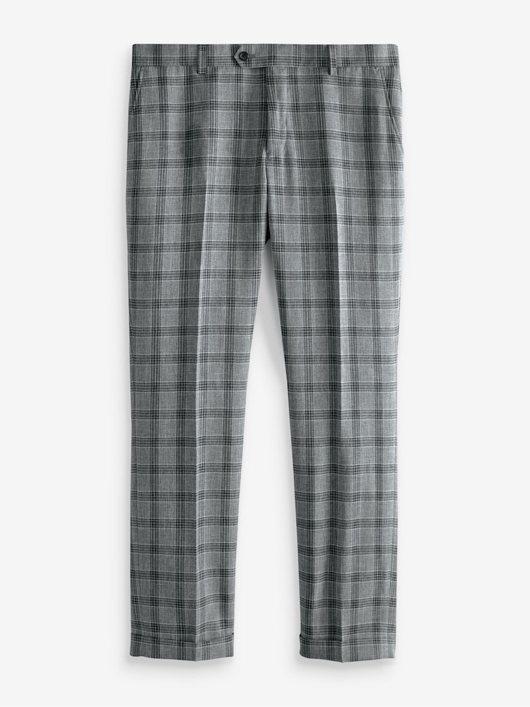 Light Grey Slim Fit Check Suit: Trousers - Image 8 of 8