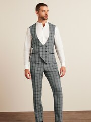 Light Grey Check Suit Waistcoat - Image 2 of 8