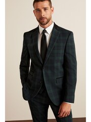 Blue Slim Fit Check Suit: Jacket - Image 1 of 11