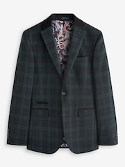 Blue Slim Fit Check Suit: Jacket - Image 11 of 11