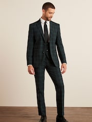 Blue Slim Fit Check Suit: Jacket - Image 2 of 11