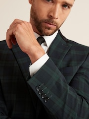 Blue Slim Fit Check Suit: Jacket - Image 4 of 11