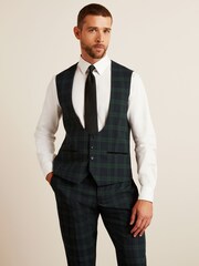 Niebieski - Garnitur w kratę: kamizelka - Obraz 1 z 8