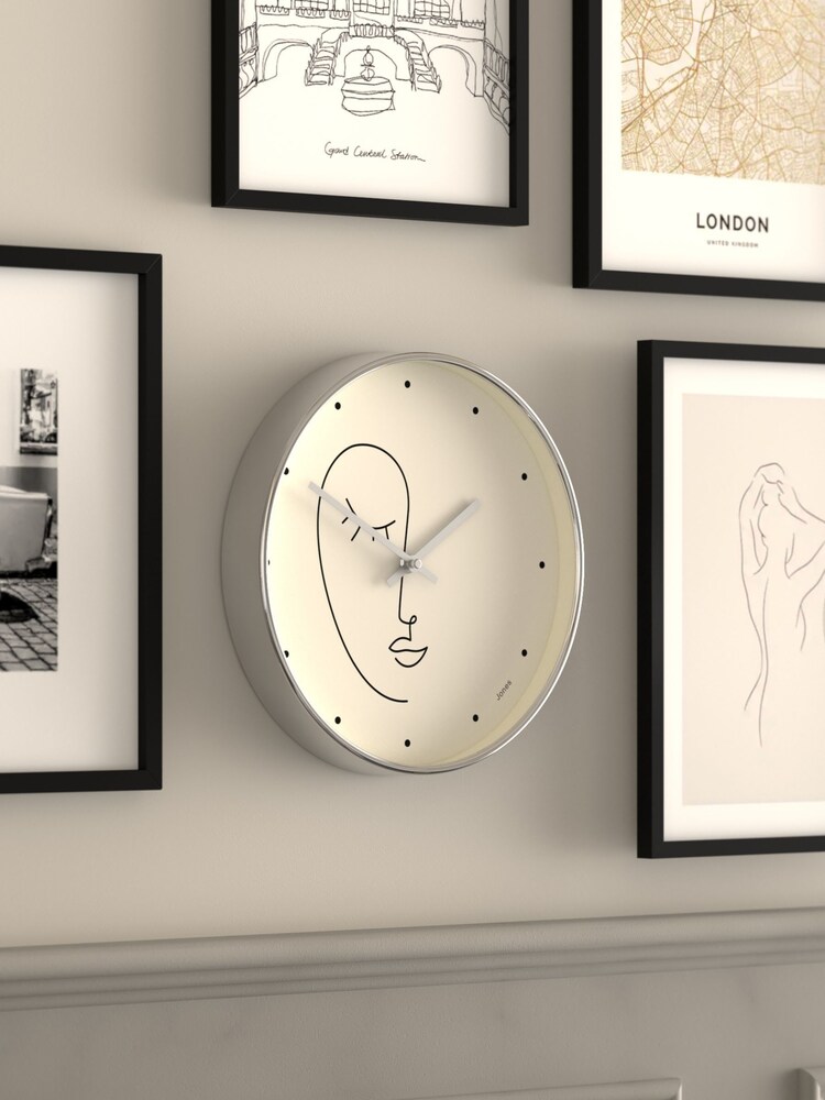 Jones Clocks Silver Silver Olivia Minimal Line Art Wall Clock - Image 2 of 4