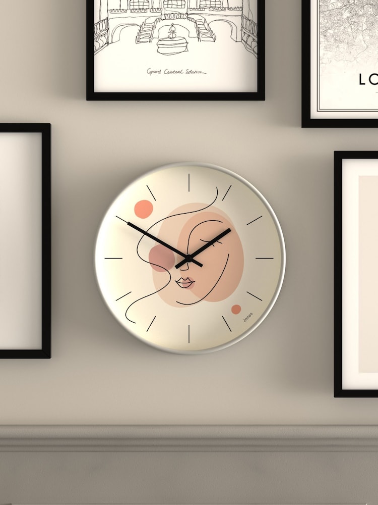 Jones Clocks Grey Grey Minimal Line Art Wall Clock - Image 1 of 4