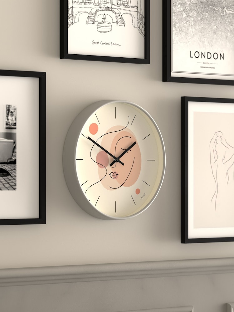 Jones Clocks Grey Grey Minimal Line Art Wall Clock - Image 2 of 4