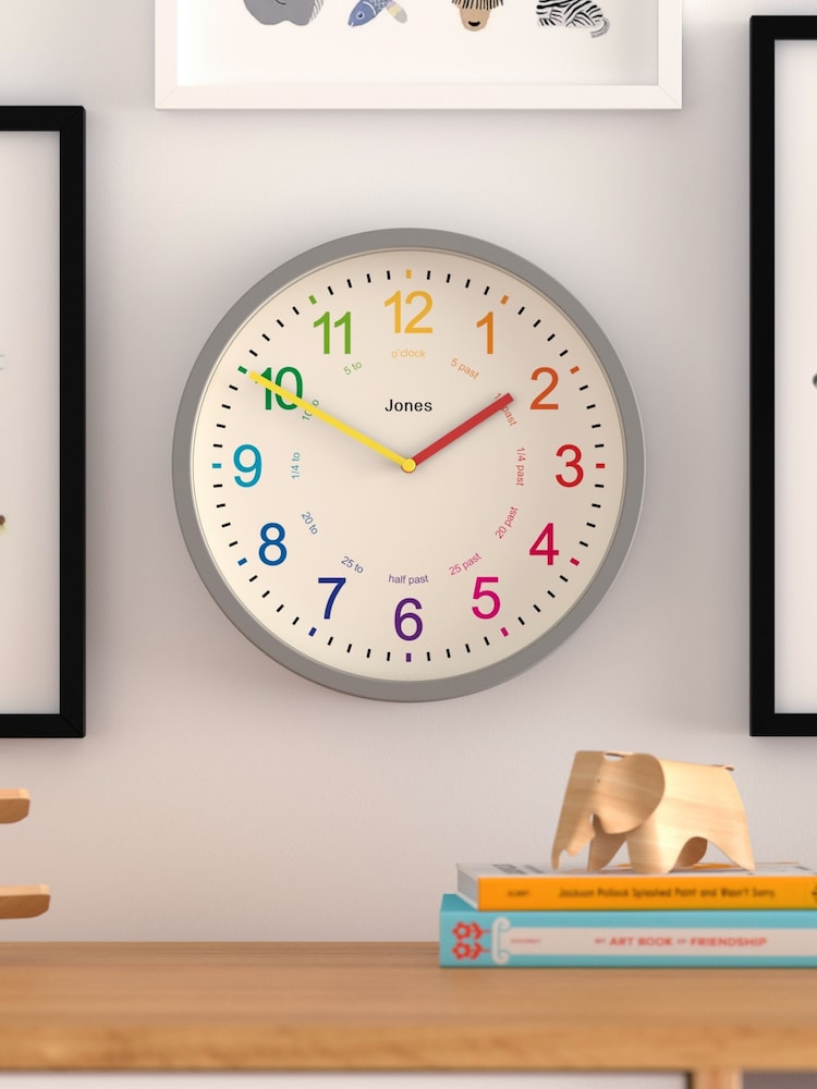Jones Clocks Grey Kids Grey Wall Clock - Image 1 of 4
