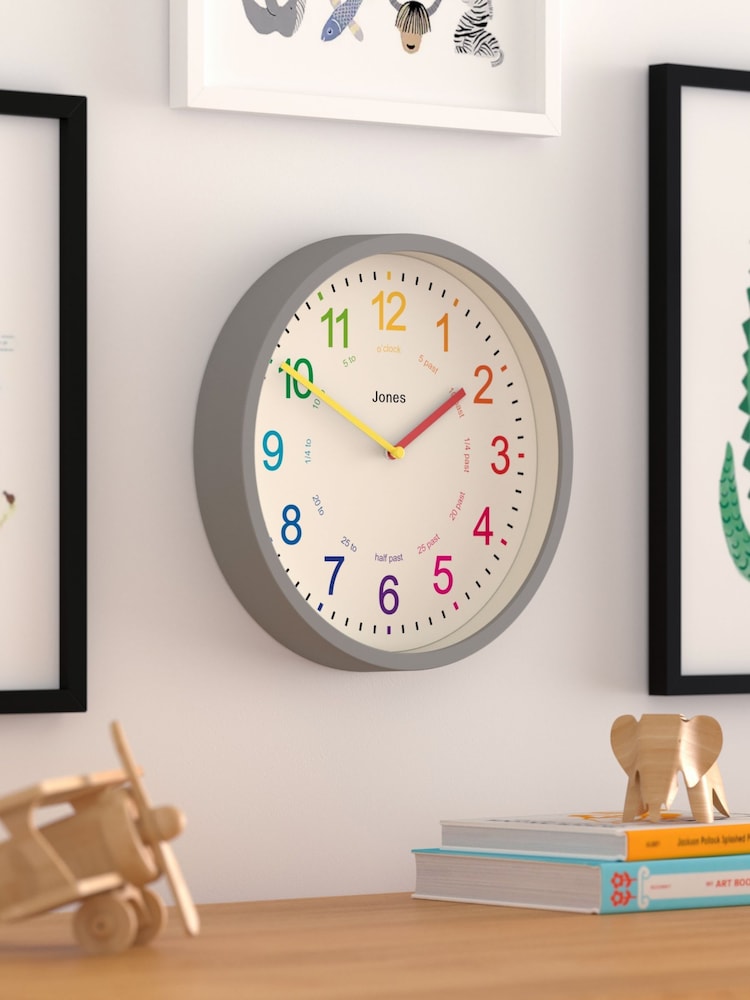 Jones Clocks Grey Kids Grey Wall Clock - Image 4 of 4