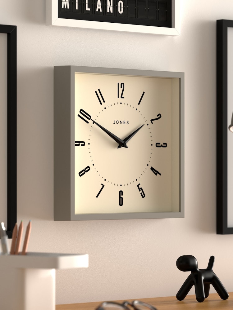 Jones Clocks Grey Grey Box Square Wall Clock - Image 2 of 4