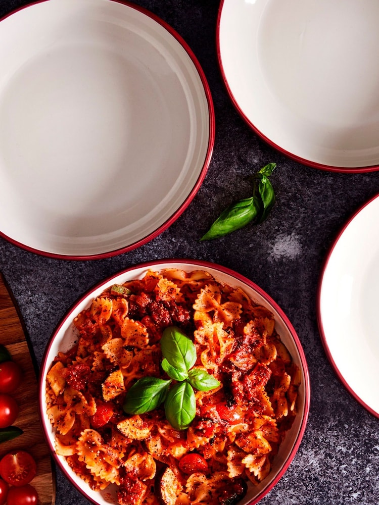 Tower Set of 4 Red Foundry Pasta Bowls - Image 2 of 8