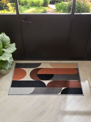 Monochrome Washable Retro Shapes Doormat - Image 1 of 4