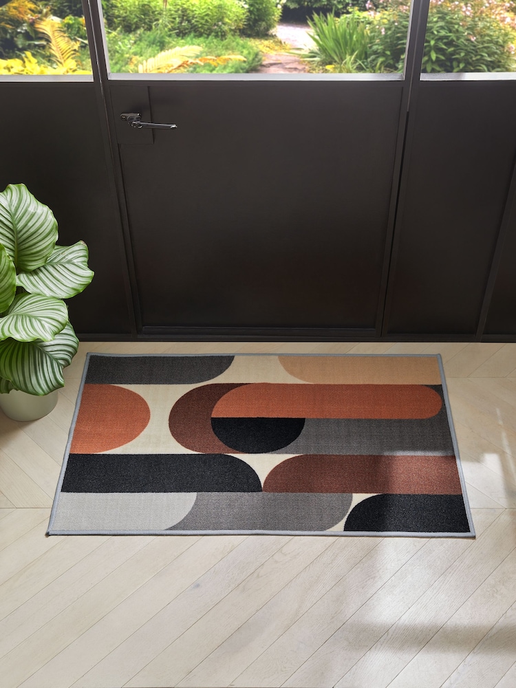 Monochrome Washable Retro Shapes Doormat - Image 1 of 4