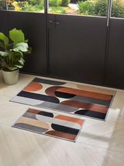 Monochrome Washable Retro Shapes Doormat - Image 2 of 4