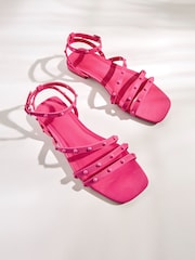 Pink Forever Comfort® Stud Sandals with Ankle Strap - Image 1 of 8