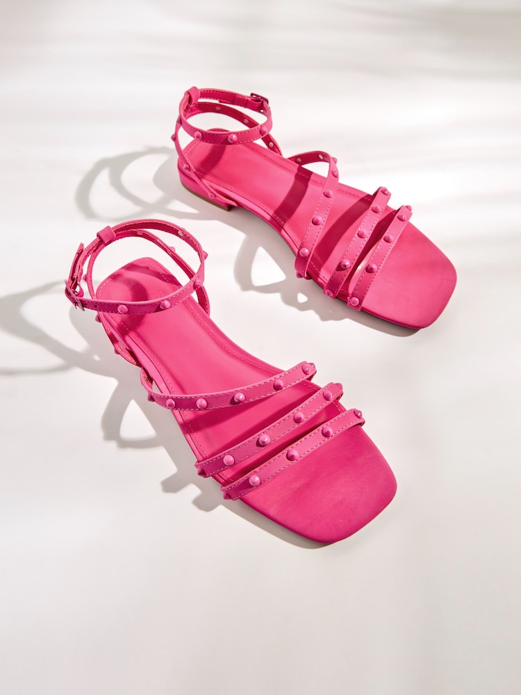 Pink Forever Comfort® Stud Sandals with Ankle Strap - Image 1 of 8