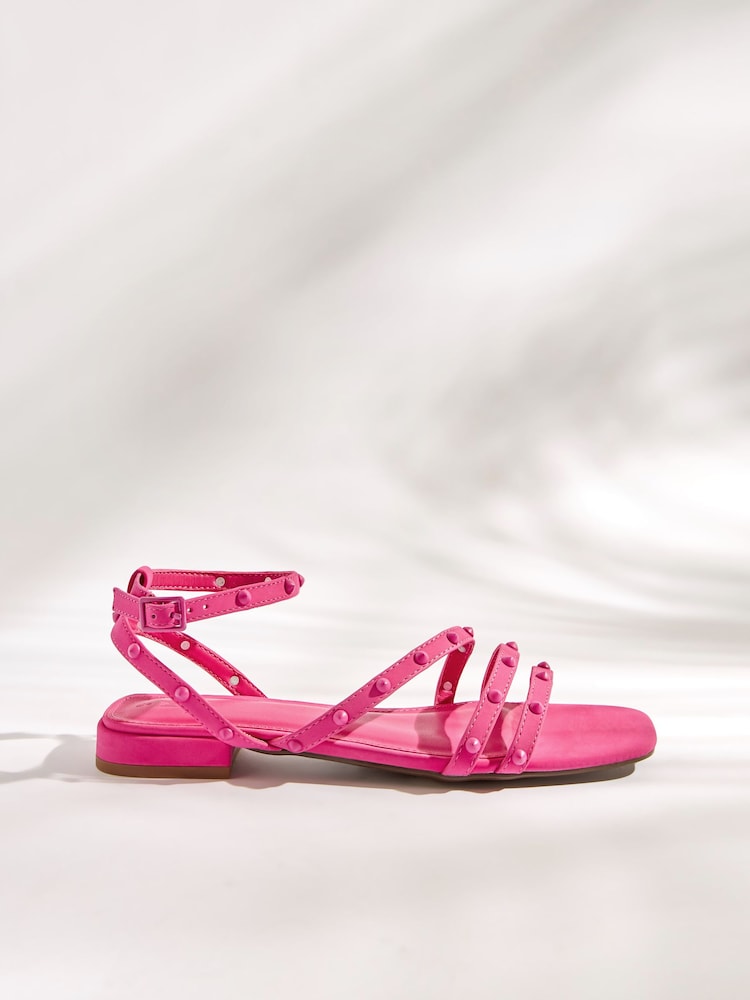 Pink Forever Comfort® Stud Sandals with Ankle Strap - Image 2 of 8